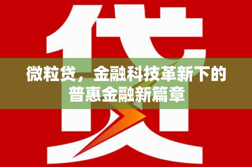 青岛微粒贷，金融科技革新下的普惠金融新篇章