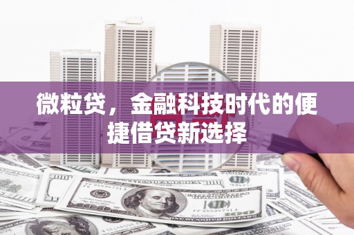 青岛微粒贷，金融科技时代的便捷借贷新选择
